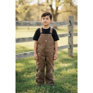 Berne Overalls Boys Medium 10-12 Youth Bibs Workwear Insulated Duck Canvas Brown